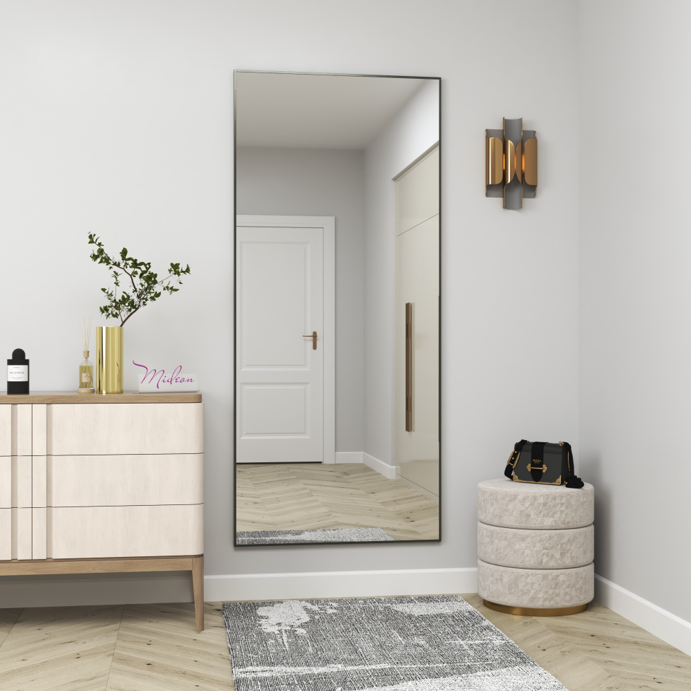 Зеркало в алюминиевой раме 08 «Премиум Нержавеющая сталь тёмная» — фото 1